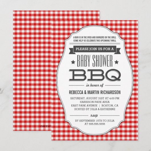 Couples BBQ Baby Douche Invitations (Devant / Derrière)