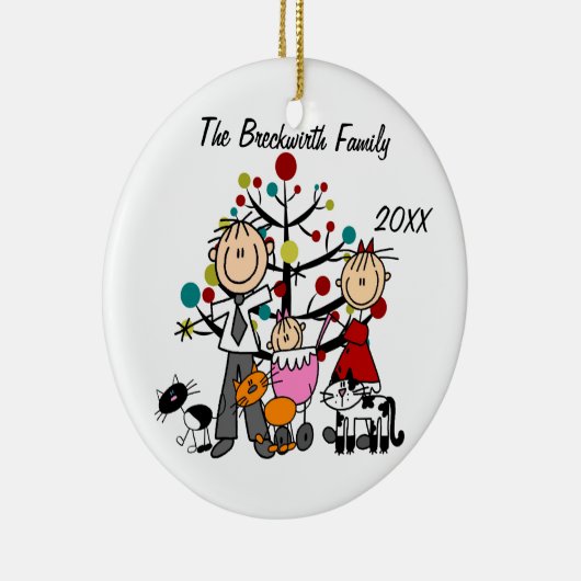 Couples, bébé, ornement de vacances de trois chats (Droite)