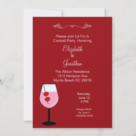 Couples Boissons Mixtes Cocktail Party Invitation (Devant)