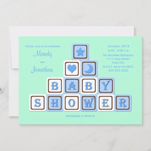 Couples Coed Baby shower Invitation for a Boy Kaart (Voorkant)