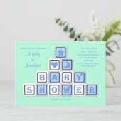 Couples Coed Baby shower Invitation for a Boy Kaart (Staand voorkant)