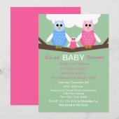 Couples Coed Girl Baby shower Chouettes Invitation (Devant / Derrière)