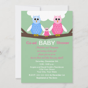 Couples Coed Girl Baby shower Chouettes Invitation