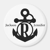 Couple's Custom R Initiaal Anker Cruise Door Magneet (Voorkant)