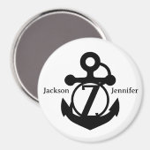 Couple's Custom Z Initiaal Anker Cruise Door Magneet (Voorkant / Achterkant)