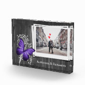 Couples de papillon violet rustique Bloc photo (Droite)