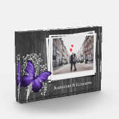 Couples de papillon violet rustique Bloc photo (Gauche)