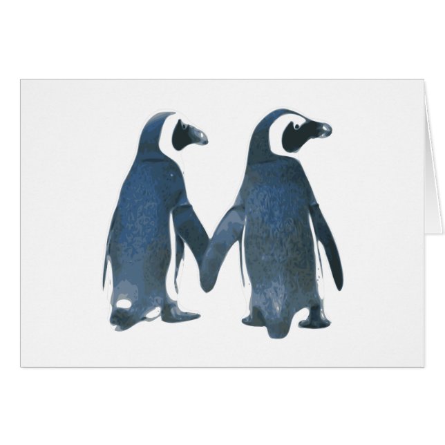 Couples de pingouin tenant des mains (Devant horizontal)