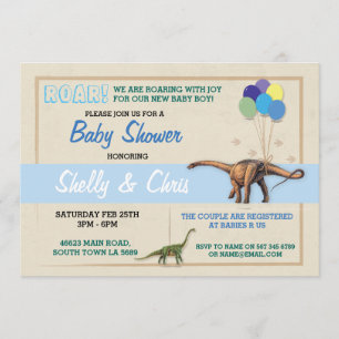Couples Dinosaur Baby shower C'est un Invitation b