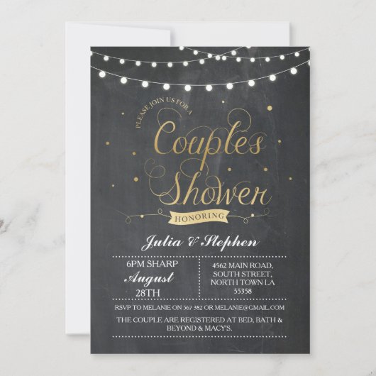 Couples d'or Douche Polka Dot Chalk Invitation (Devant)