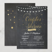 Couples d'or Douche Polka Dot Chalk Invitation (Devant / Derrière)