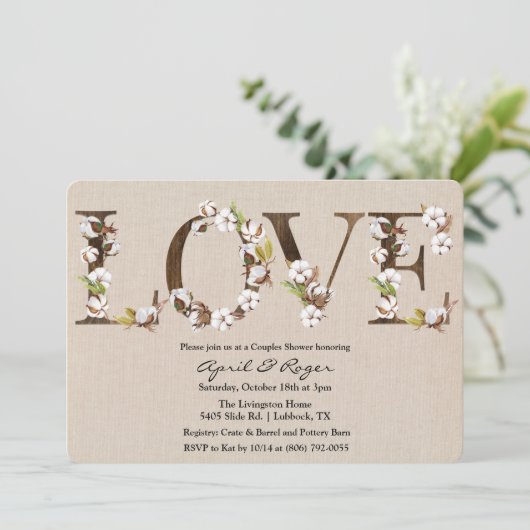 Couples Douche coton Alphabet Invitation (Debout devant)