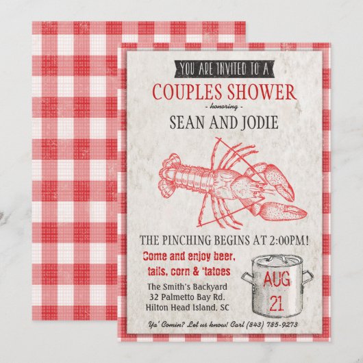 Couples Douche Fruits de mer Invitation à ébulliti (Devant / Derrière)