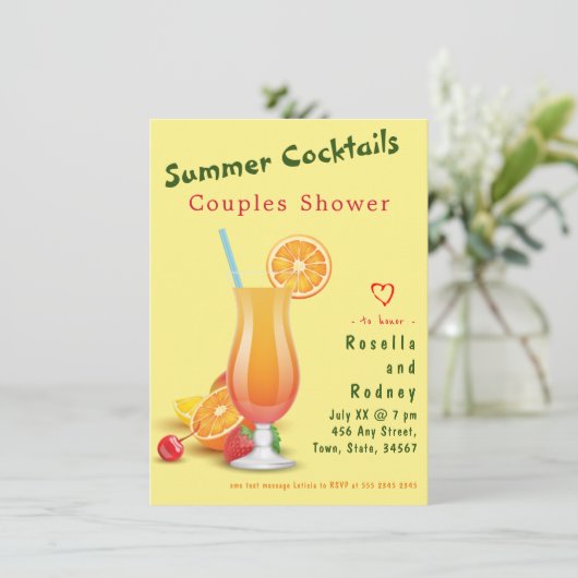 Couples Douche Summer Cocktails Invitation (Debout devant)