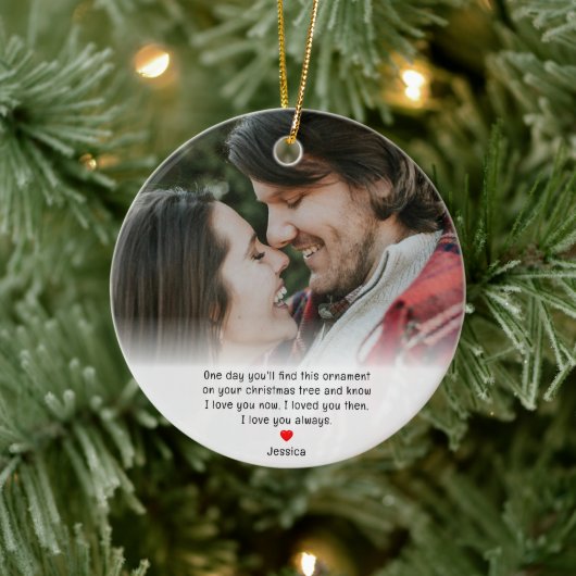 Couples First Christmas Girlfriend Anniversary Keramisch Ornament (Boom)