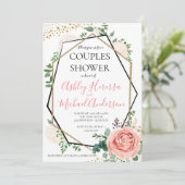 Couples géométriques rose or moderne Invitation do (Debout devant)