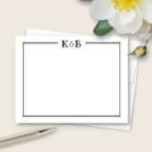 Couple's Initials Newlyweds Monogram Black White Notitiekaartje