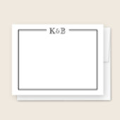 Couple's Initials Newlyweds Monogram Black White Notitiekaartje