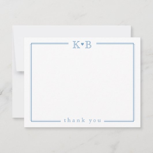 Couple's Initials Newlyweds Monogram Thank You Notitiekaartje (Voorkant)