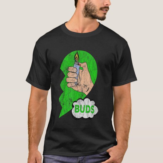 Couples Matching Best Buds Weed Funny Joint Stoner T-shirt (Voorkant)