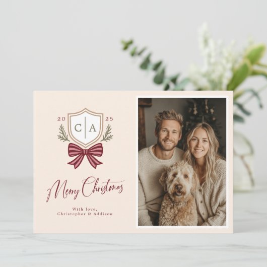 Couples Monogrammes Initiales Bow Photo Carte de N (Debout devant)