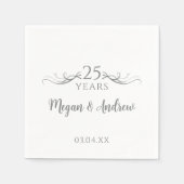 Couple's Names Modern 25th Wedding Anniversary Servet (Voorkant)