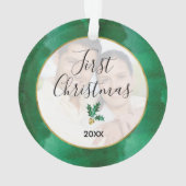 Couple's Our First Christmas Photo & Green Gold (dos)