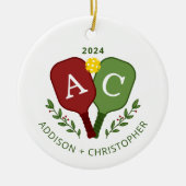Couples personnalisés Pickleball Ornement de Noël (Devant)