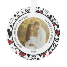 Couples rouges et blancs Premier Noël engagé