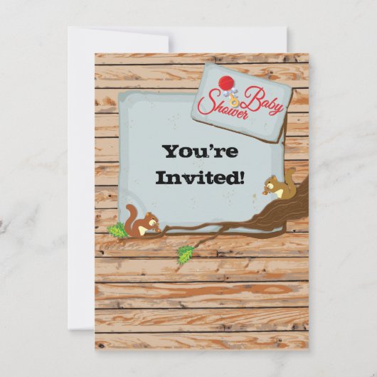 Couples rustiques en bois bébé douche Invitations (Dos)