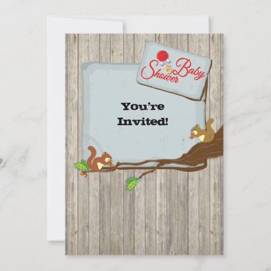 Couples rustiques en bois bébé douche Invitations (Dos)