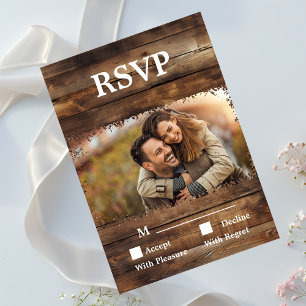 Couples Rustiques en bois Photo Pays Carte RSVP