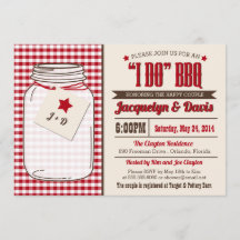 Couples Shower BBQ Invitation in Mason Jar "I DO"