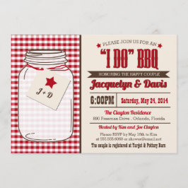 Couples Shower BBQ Invitation in Mason Jar "I DO" Kaart