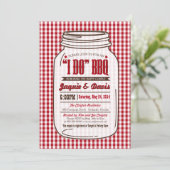 Couples Shower BBQ Invitation in Mason Jar "I DO" Kaart (Staand voorkant)