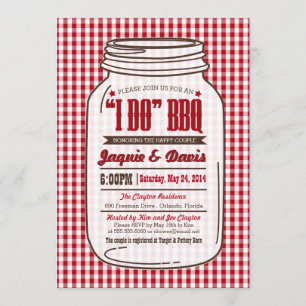 Couples Shower BBQ Invitation in Mason Jar "I DO" Kaart