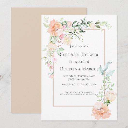 COUPLE'S SHOWER | Delicate Spring Floral Bouquet Kaart (Voorkant / Achterkant)