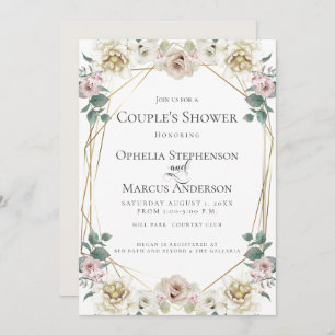 COUPLE'S SHOWER Romantic Ivory Floral Kaart
