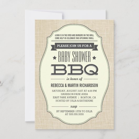 Couples vintages BBQ Baby Douche Invitations (Devant)