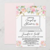 Couples Virtuels Douche Floral Invitation (Devant / Derrière)