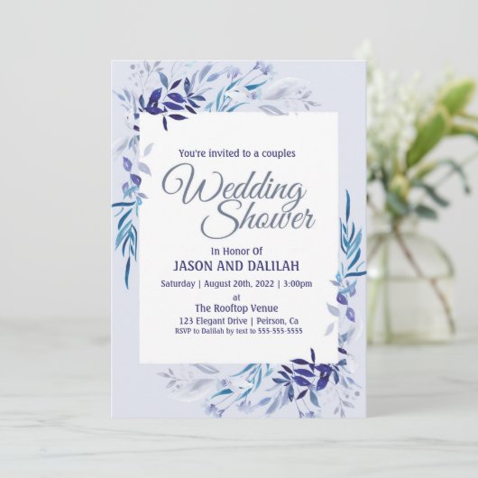 Couples wedding shower bleu invitation (Debout devant)