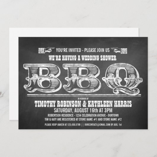 Couples Wedding showers Barbeque Invitations (Devant / Derrière)