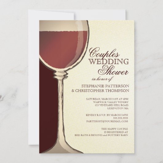 Couples Wedding showers Invitation À Thème Du Vin (Devant)