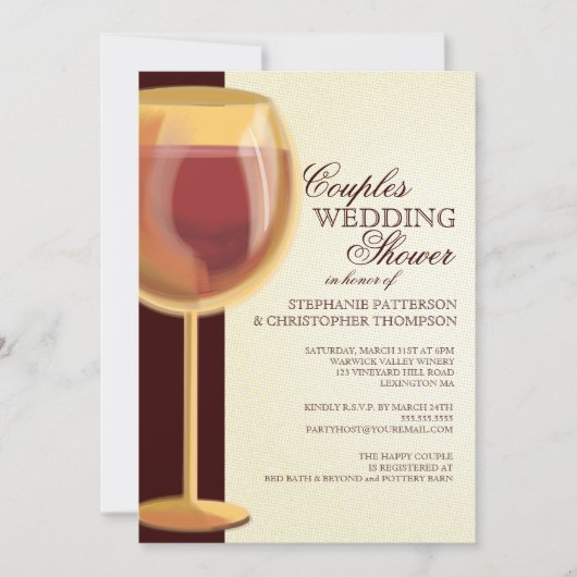 Couples Wedding showers Invitation À Thème Du Vin (Devant)