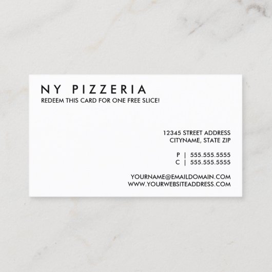 coupon à pizza (Dos)