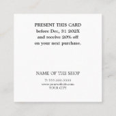 Coupon blanc noir naturel minimaliste (Dos)