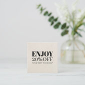 Coupon blanc noir naturel minimaliste (Debout devant)