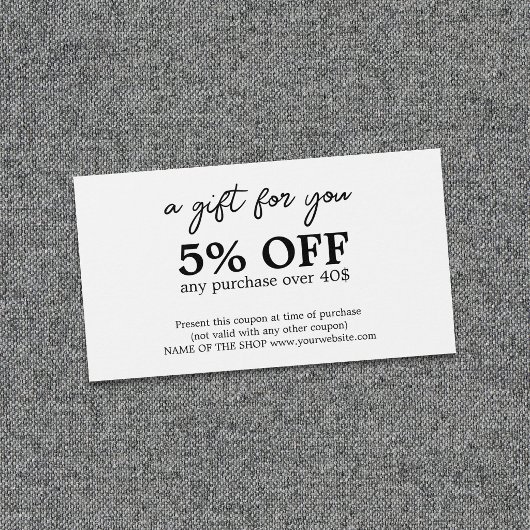 Coupon Bold Noir Blanc Minimaliste 