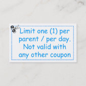 Coupon de corvette rééchangeable pour les parents (Dos)