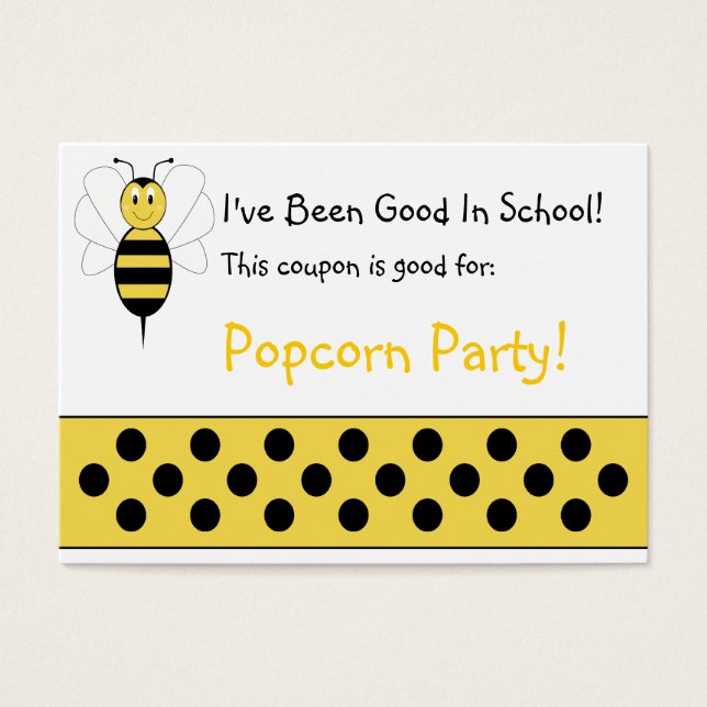Coupon de l'école d'abeilles souriant (Devant)